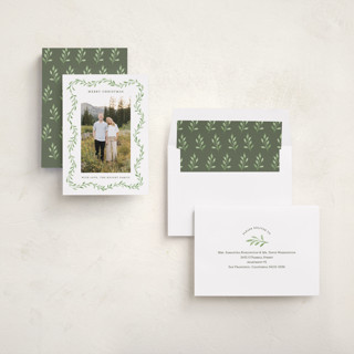 This is a eucalyptus photo christmas cards with standard by Sarah Knight called wave printing on recycled smooth signature in standard