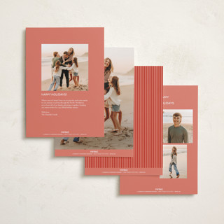 This is a coral photo christmas cards with standard by Olivia Kanaley Inman called taffeta bow printing on recycled smooth signature in standard