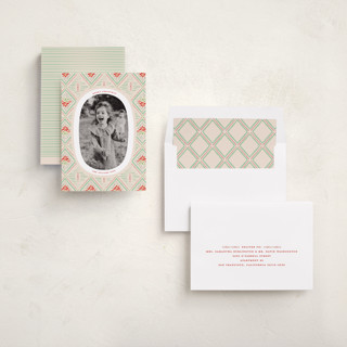 This is a peppermint photo christmas cards with standard by Julie Murray called poinsettia printing on recycled smooth signature in standard