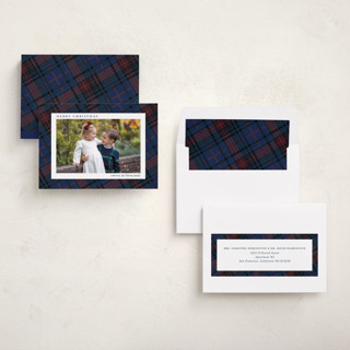 This is a navy photo christmas cards with standard by Yaling Hou Suzuki called heartwarming printing on recycled smooth signature in standard