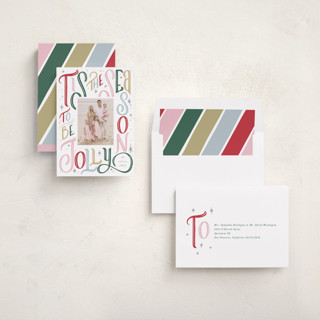 This is a candy photo christmas cards with standard by Leah Bisch called jolly season printing on recycled smooth signature in standard