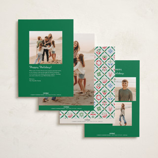 This is a wreath photo christmas cards with standard by Paper Sun Studio called patchwork christmas printing on recycled smooth signature in standard