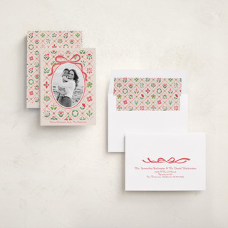 This is a taffy photo christmas cards with standard by Paper Sun Studio called patchwork christmas printing on recycled smooth signature in standard