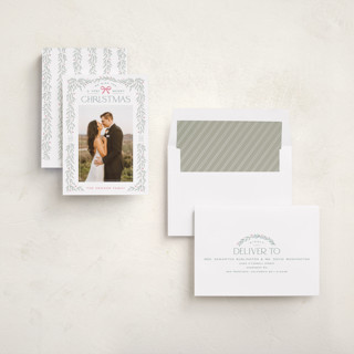 This is a berry photo christmas cards with standard by Hooray Creative called christmas garland printing on recycled smooth signature in standard