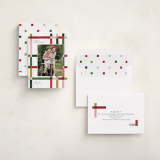 This is a gumdrop photo christmas cards with standard by Carrie ONeal called knitted plaid printing on recycled smooth signature in standard