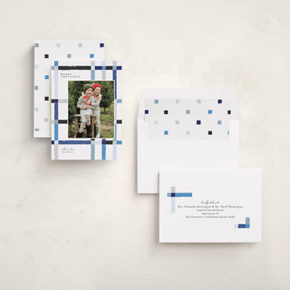 This is a ocean photo christmas cards with standard by Carrie ONeal called knitted plaid printing on recycled smooth signature in standard