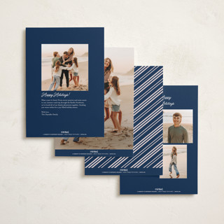 This is a navy photo christmas cards with standard by BR Designs called retro vintage holiday printing on recycled smooth signature in standard