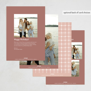 This is a sugar plum photo christmas cards with standard by Wildfield Paper Co called gingham plaid printing on recycled smooth signature in standard