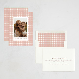 This is a sugar plum photo christmas cards with standard by Wildfield Paper Co called gingham plaid printing on recycled smooth signature in standard