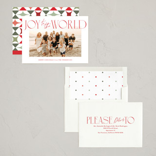 This is a santa photo christmas cards with standard by Jackie Crawford called joy aligned printing on recycled smooth signature in standard
