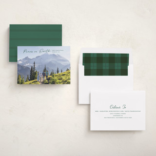 This is a pine needle photo christmas cards with standard by Creo Study called peace lettering printing on recycled smooth signature in standard