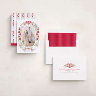 This is a stocking photo christmas cards with standard by Cindy Reynolds called swan carols printing on recycled smooth signature in standard