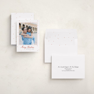 This is a cranberry photo christmas cards with standard by Lottie Aldarwish called frosted berries printing on recycled smooth signature in standard