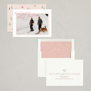 This is a pink sugar photo christmas cards with standard by Design Lotus called minimalist festive edition printing on recycled smooth signature in standard