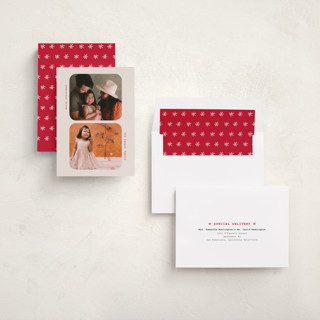 This is a cream photo christmas cards with standard by Ilene Guy called little greetings printing on recycled smooth signature in standard
