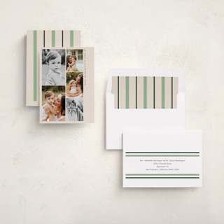 This is a buttercream photo christmas cards with standard by Morgan Kendall called cinq printing on recycled smooth signature in standard