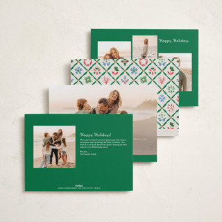 This is a wreath photo christmas cards with standard by Paper Sun Studio called patchwork christmas printing on recycled smooth signature in standard