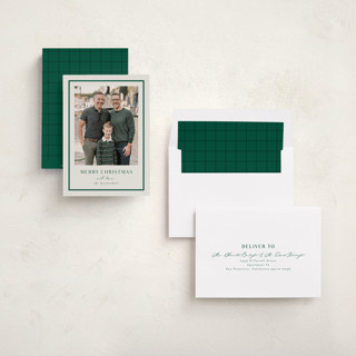 This is a forest photo christmas cards with standard by Stacey Meacham called simple border printing on recycled smooth signature in standard