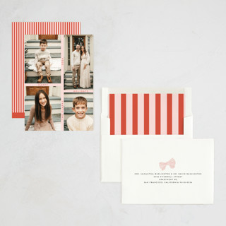 This is a blush photo christmas cards with standard by Morgan Kendall called grid printing on recycled smooth signature in standard