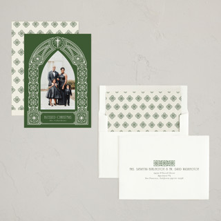 This is a pine needle photo christmas cards with standard by Randi Cirelli called chapel frame printing on recycled smooth signature in standard