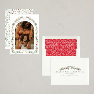 This is a pine photo christmas cards with standard by Susan Moyal called petite botanicals printing on recycled smooth signature in standard