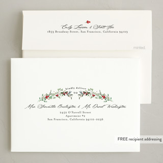 This is a pine photo christmas cards with standard by Susan Moyal called petite botanicals printing on recycled smooth signature in standard