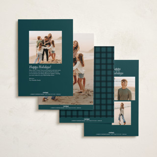 This is a blue velvet photo christmas cards with standard by Olivia Kanaley Inman called crimson bow printing on recycled smooth signature in standard