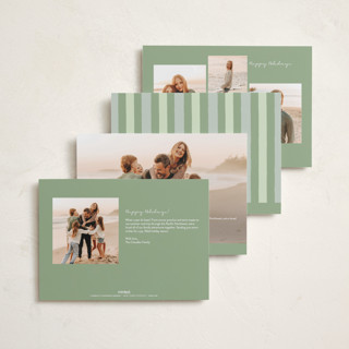 This is a sage photo christmas cards with standard by Sara Hicks Malone called christmas stripe printing on recycled smooth signature in standard