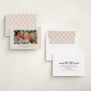 This is a holly berry photo christmas cards with standard by Rachel Mattern called good tidings & great joy printing on recycled smooth signature in standard