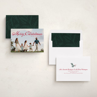 This is a berry photo christmas cards with standard by Ellis called calligraphic printing on recycled smooth signature in standard