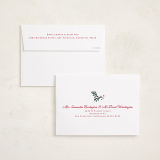 This is a berry photo christmas cards with standard by Ellis called calligraphic printing on recycled smooth signature in standard