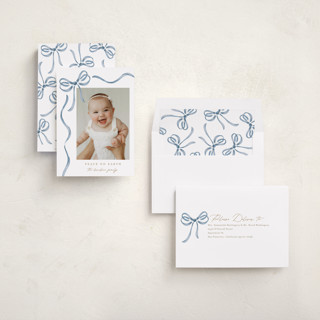 This is a blueberry photo christmas cards with standard by Jackie Crawford called watercolor bow printing on recycled smooth signature in standard