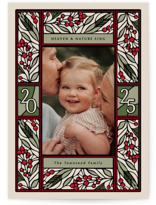 Teaberry Stained Glass Christmas Photo Cards