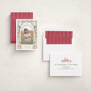 This is a holly photo christmas cards with standard by Sarah Knight called noelle printing on recycled smooth signature in standard