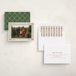 This is a garland photo christmas cards with standard by Wildfield Paper Co called folk border printing on recycled smooth signature in standard