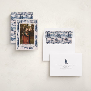 This is a peacock photo christmas cards with standard by Tatjana Koraksic called forest printing on recycled smooth signature in standard