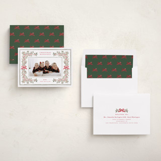 This is a berry photo christmas cards with standard by Itsy Belle Studio called botanical blessings printing on recycled smooth signature in standard