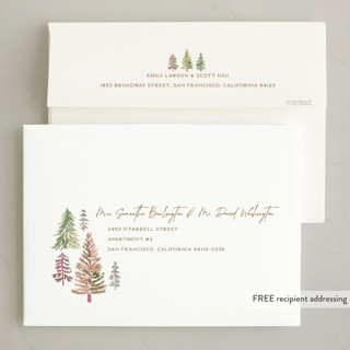 This is a snow photo christmas cards with standard by Amy Kross called the woods printing on recycled smooth signature in standard