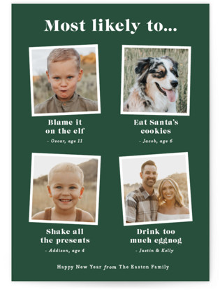 This is a pine photo christmas cards with standard by Sarah Brown called most likely to printing on recycled smooth signature in standard