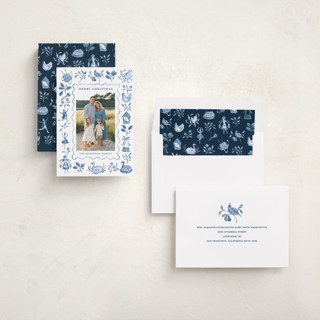 This is a snowflake photo christmas cards with standard by Sarah Knight called days of christmas printing on recycled smooth signature in standard
