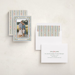 This is a porcelain photo christmas cards with standard by Chris Griffith called holiday gingham printing on recycled smooth signature in standard