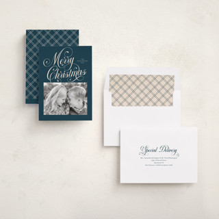 This is a blueberry photo christmas cards with standard by Jessica Williams called peppermint twist printing on recycled smooth signature in standard