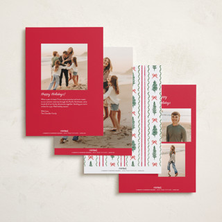 This is a stocking photo christmas cards with standard by Creo Study called trees and bows printing on recycled smooth signature in standard