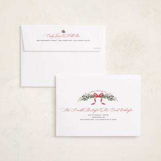 This is a crimson photo christmas cards with standard by Susan Moyal called festive vine printing on recycled smooth signature in standard