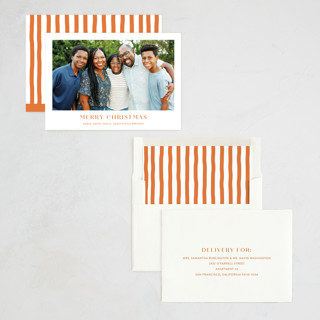 This is a tangerine photo christmas cards with standard by Megan Davis called tailored printing on recycled smooth signature in standard