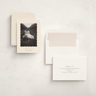 This is a chardonnay photo christmas cards with standard by Sara Hicks Malone called nostalgic blessings printing on recycled smooth signature in standard