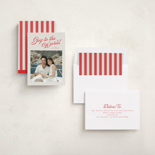 This is a cranberry photo christmas cards with standard by Wildfield Paper Co called holly berrie printing on recycled smooth signature in standard