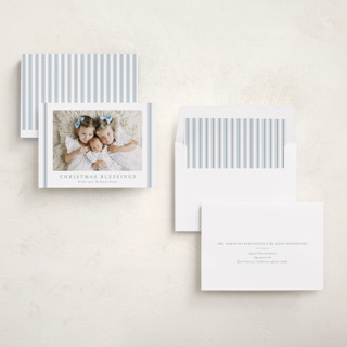 This is a icicle photo christmas cards with standard by Carolyn MacLaren called striped blessings printing on recycled smooth signature in standard