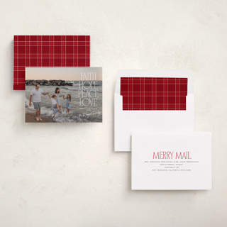 This is a snow photo christmas cards with standard by Owl and Toad called many greetings printing on recycled smooth signature in standard