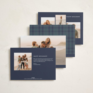 This is a navy photo christmas cards with standard by Itsy Belle Studio called glory & plaid printing on recycled smooth signature in standard